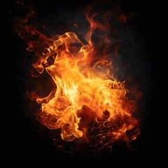 Obraz premium Fire flames on black background