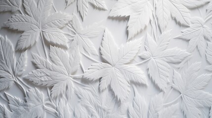 White paper texture with floral pattern on the wall. White paper background. Generative AI.