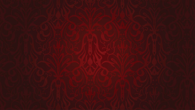 Vintage damask background luxury  victorian red card cover page, label