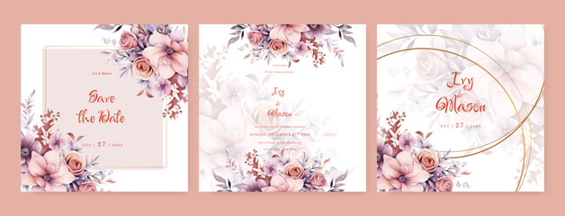 Elegant pink autumn botanical vector design suitable for banner, cover, invitation.