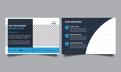Corporate business postcard design template. digital marketing postcard.