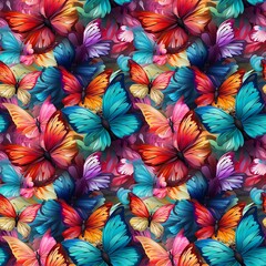 Colorful butterflies seamless pattern 16k resolution