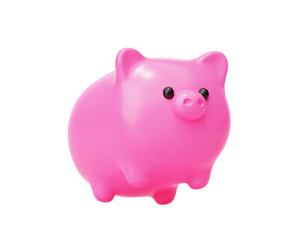Piggy bank economy savings banking icon sign or symbol 3D background illustration