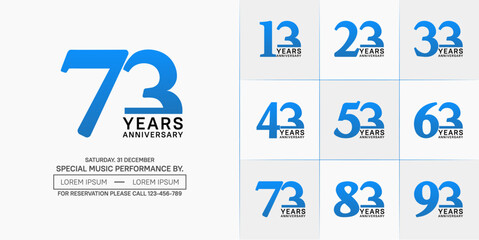 set of anniversary logo with blue and black number on white background can be use for celebration