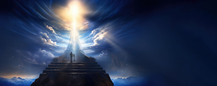 Stairway to heaven with copy space. "Jacob had a dream in which he saw a stairway resting on the earth, with its top reaching to heaven" Genesis 28