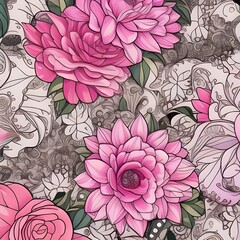 Beautiful Flower Pattern Illustration AI generated