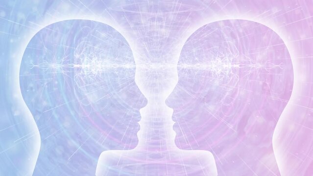 Couple connected at the Third Eye with Energy illustration, Meditation Animation, Visualization, Video