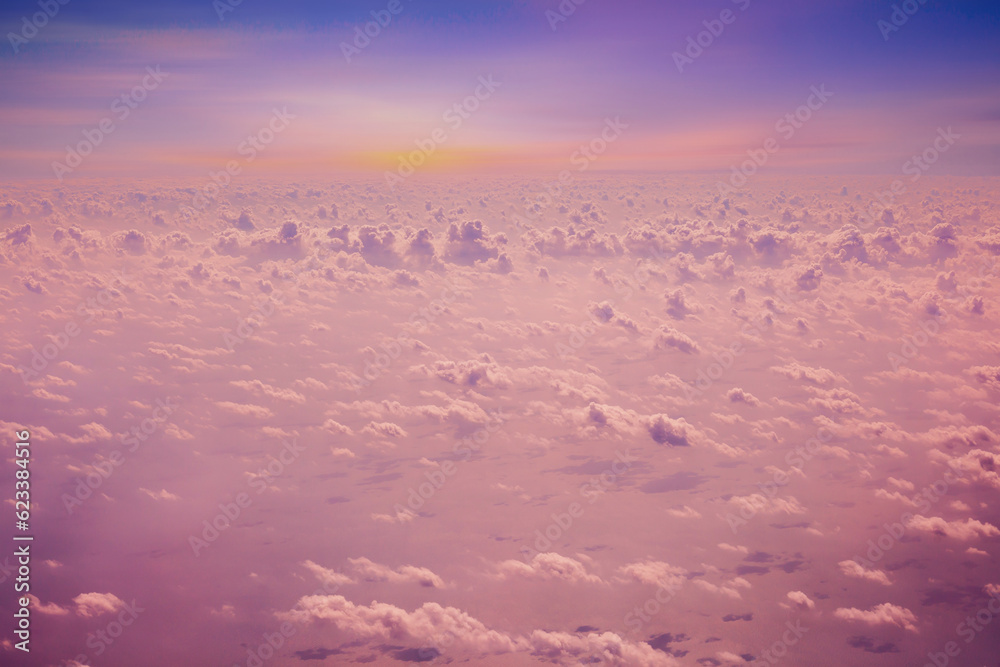 Wall mural abstract clouds background and texture, clouds and sky from airplane window view,