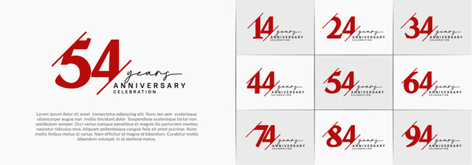 set of anniversary logo with red and black color can be use for celebration