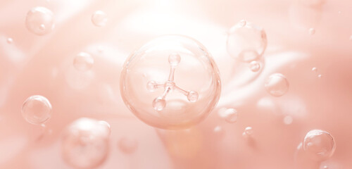 3D Collagen Skin Serum and Vitamin illustration isolated on soft color background. concept skin care cosmetics solution. 3d rendering.	