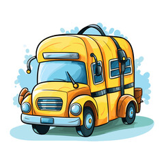 School Truck vector art, isolated on white background, vector illustration.