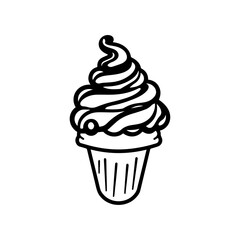 Ice cream cone icon, sweet vanilla desert sign, 