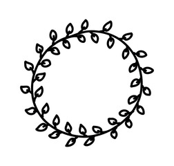 Circle floral wreath. Wedding round botanical frame with leaves. Vector flower decorative laurel.