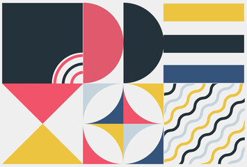 Bauhaus monochrome poster. Modern minimal geometric design. Vector abstract black and white brochures