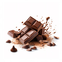 Close-up isolated image of chocolate bars. Illustrated image