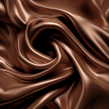 Image of a flowing fabric, chocolate texture close-up.Generative AI, illustration
