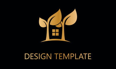 trees and home vector logo template