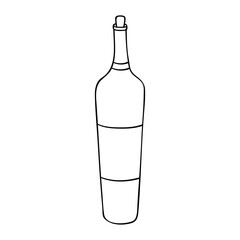 Hand drawn wine bottle illustration. Alcohol drink clipart in doodle style. Single element for design
