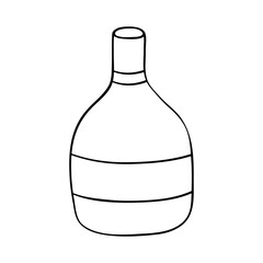 Hand drawn liquor bottle illustration. Alcohol drink clipart in doodle style. Single element for design