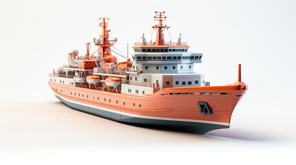 Naklejka premium Smooth Sailing: 3D Modern Cargo Ship on a Clean White Background, Generative AI
