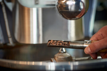 Fototapeta na wymiar close up detail of measuring tool for whole grain coffee