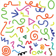 
Fun colorful seamless pattern collection. Creative abstract style art background for children. Trendy texture design with basic shapes. Simple childish doodle wallpaper print set.
