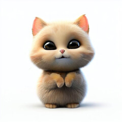 Obraz premium Graceful Cat in Motion on White Background, Generative AI