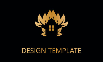 leaf house vector logo template