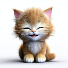 Cozy Cat Nap on White Background, Generative AI
