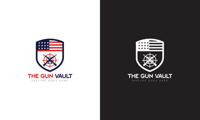 the gun vault logo, gun logo, badge logo