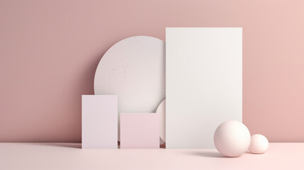 an elegant minimalist graphic using subtle gradients and simple shapes in shades of soft pink and white Generative AI