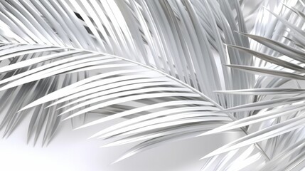 Obraz premium clean and clear white wall with shadow of tropical plam botany tree leaf pattern natural design template mockup for advertising backdrop,ai generate