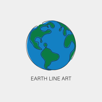 earth line art adobe illustrator vector.