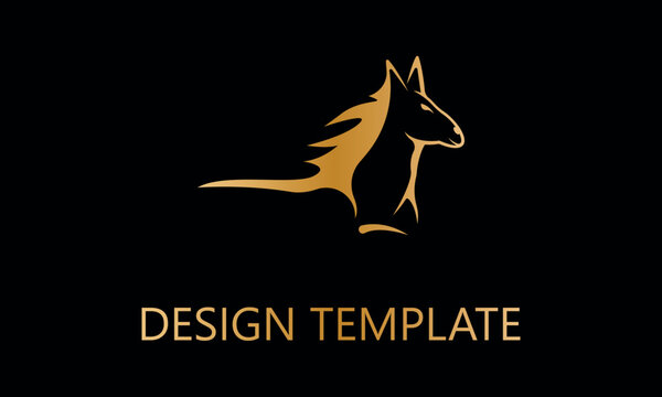 horse neck with hair vector logo template