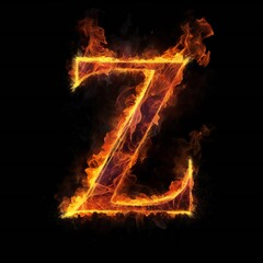 Fototapeta premium Burning letter z on black background Generative AI