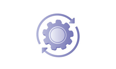 Gears with new processing sign icon update, cycle, arrow processing concept can be used for topics like refresh, recycle, reload.Vector Design Illustration.