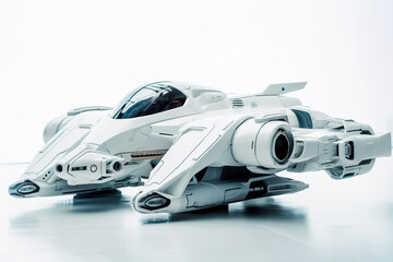 Future spaceship isolated on white background