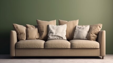 home interior mock up room design beige color sofa against empty color wall house concept,generative ai