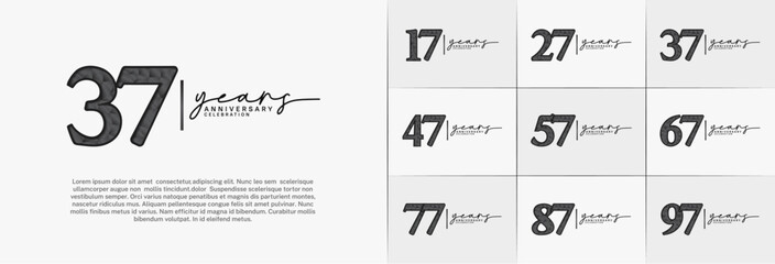 set of anniversary logo with black number on white background can be use for celebration