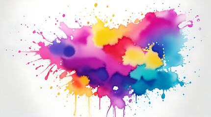 Abstract vibrant watercolor stylish colorful splash of colored paint on a white background