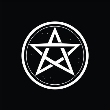 Illustration of star, logo, mystical print for astrology, tarot, boho design, esoteric design, vector illustration