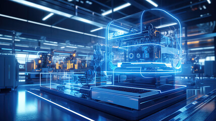 Obraz premium factory automation with machine tool and other devices