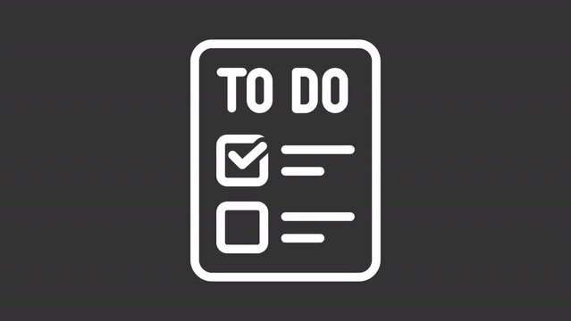 White icon animation of voter to do list, HD video with transparent background, seamless loop 4k video representing voting.