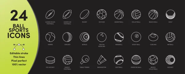 Zelfklevend Fotobehang Ball Sports Icon Set with editable stroke. Perfect for logos, stats and infographics. Change the thickness of the line in any vector capable app. © vectorize