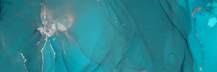 Watercolor Ocean Water. Alcohol Ink Trendy Green