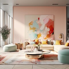 A refreshing summer interior design with digital accents, generative ai