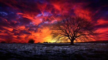 An explosion of color in a digitally enhanced sunset, generative ai