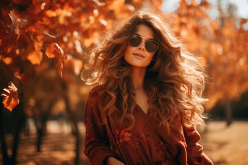 Fictional woman outdoors autumn vibes Created with GenAI Software