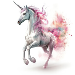 Obraz na płótnie Canvas mystical unicorn isolated white background Created with GenAI Software