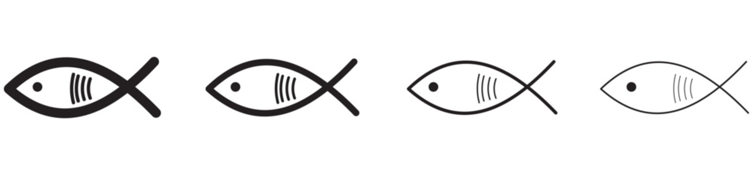 Christian fish set. Ichthys. Religious symbol. Faith in Jesus Christ. Vector illustration